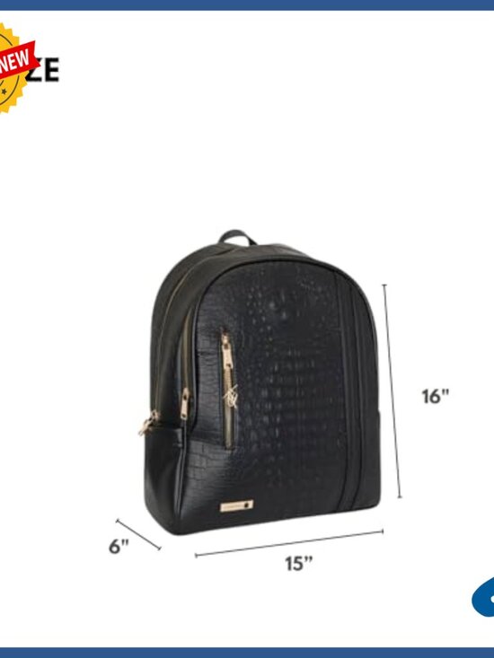 Large Vegan Leather Backpack Water-Resistant Travel Work Daily Use main image 5